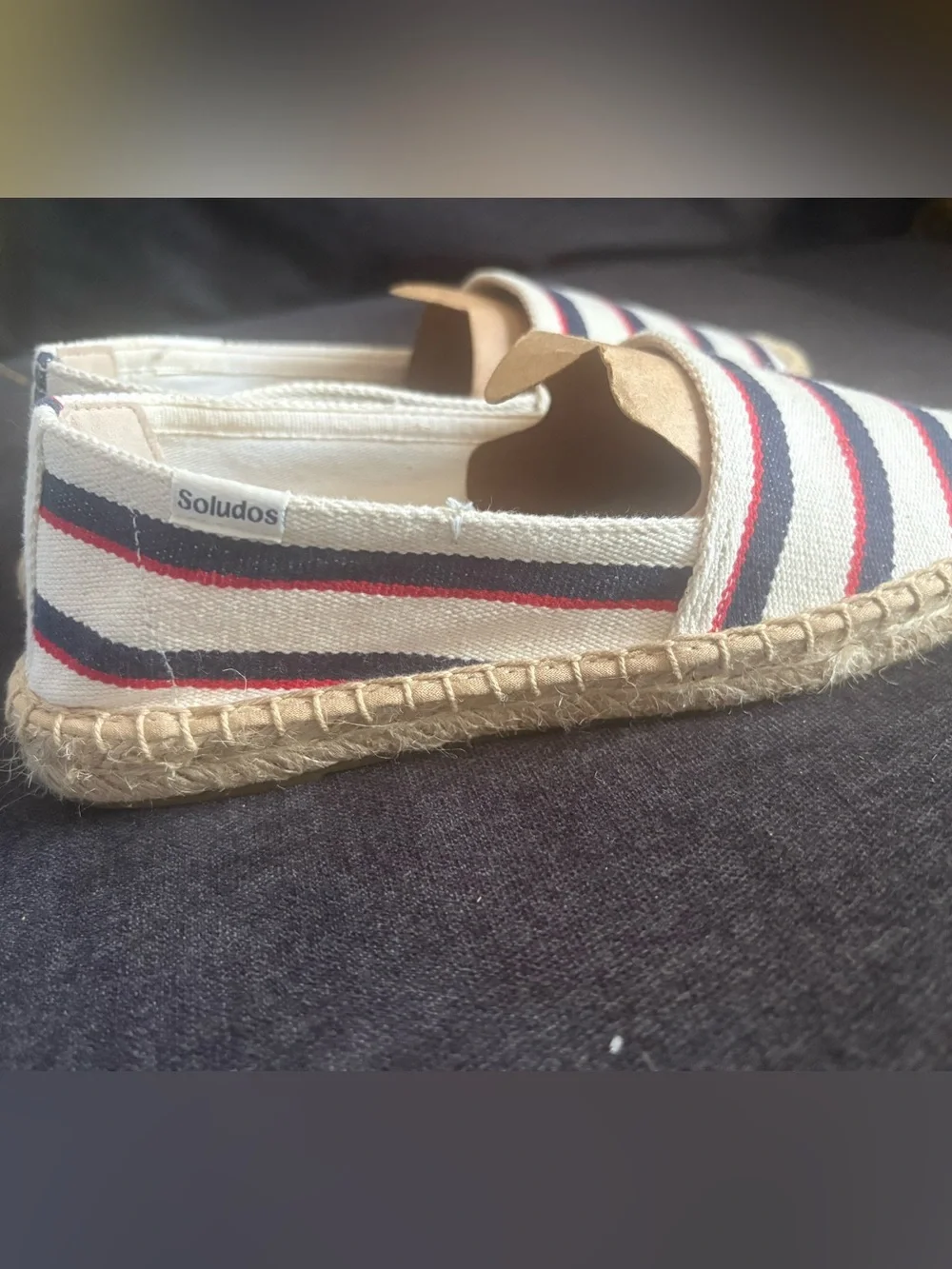 NEW Soludos Striped Canvas Espadrille Slip-On Shoes Navy Red White Size 5-5.5